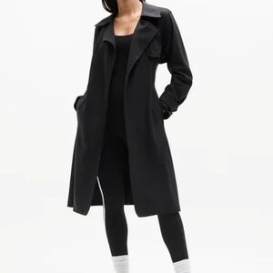 Athleta Stellar Trench Small Tall Black Jacket Coat S|T